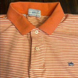 Southern Tide Orange Striped Polo Shirt